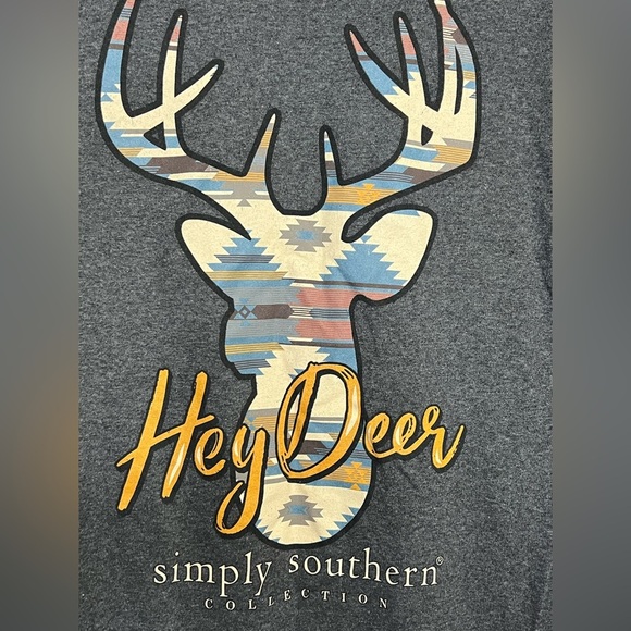 Simply Southern Women’s Gray Hey Deer Tee - Size Medium - Picture 3 of 5